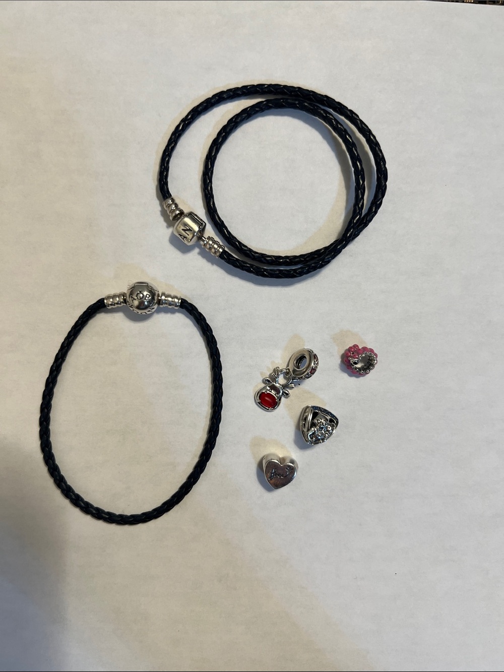 Pandora Corded Bracelet and Charms Bundle